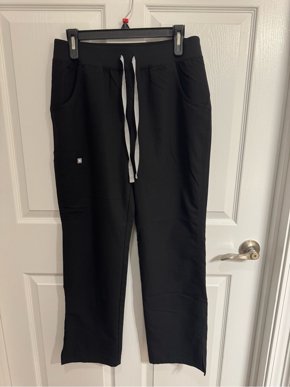 Figs Black Scrub Pants with Gray Drawstring